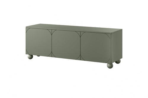 Bogart Comoda TV din MDF si lemn, cu 1 sertar si 3 usi, Sonatia 150-3D1SZ Verde Olive, l150xA45xH57 cm