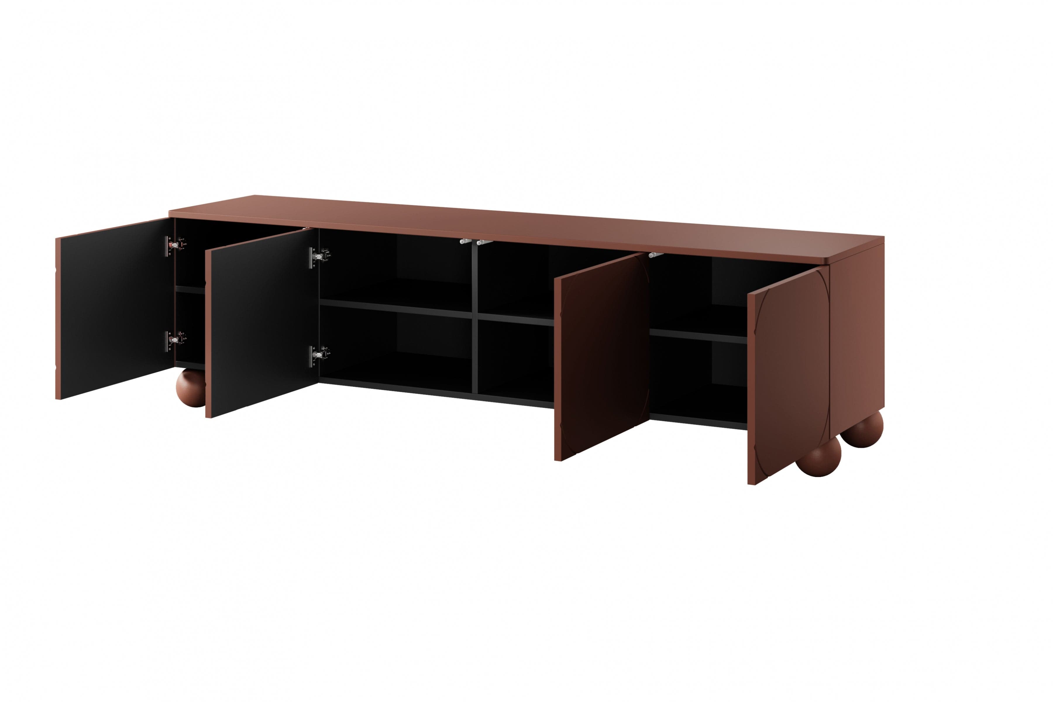 Bogart Comoda TV din MDF si lemn, cu 4 usi, Sonatia 200-4D Burgundy, l200xA45xH57 cm