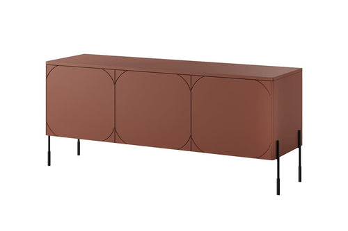 Bogart Comoda TV din MDF si metal, cu 1 sertar si 3 usi, Sonatia 150-3D1SZ Burgundy / Negru, l154xA45xH65 cm