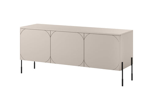 Bogart Comoda TV din MDF si metal, cu 1 sertar si 3 usi, Sonatia 150-3D1SZ Crem / Negru, l154xA45xH65 cm