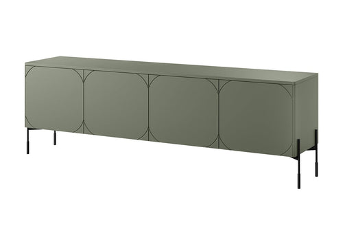 Bogart Comoda TV din MDF si metal, cu 1 sertar si 4 usi, Sonatia 200-4D1SZ Verde Olive / Negru, l204xA45xH65 cm