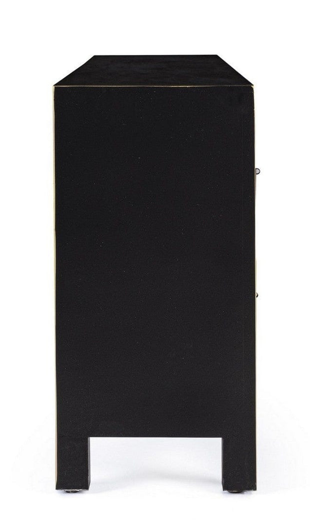 Comoda TV din MDF si metal, cu 5 sertare si 2 usi Pechino Negru, l130xA24xH50 cm (3)