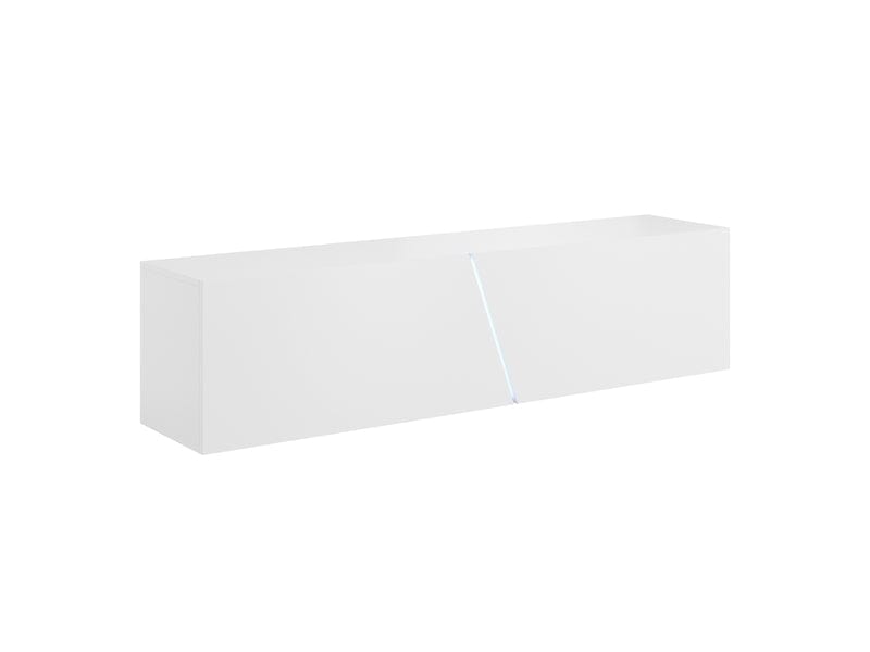 Comoda TV din MDF si pal, cu 2 usi si LED inclus, Simina Alb, l160xA40xH35 cm