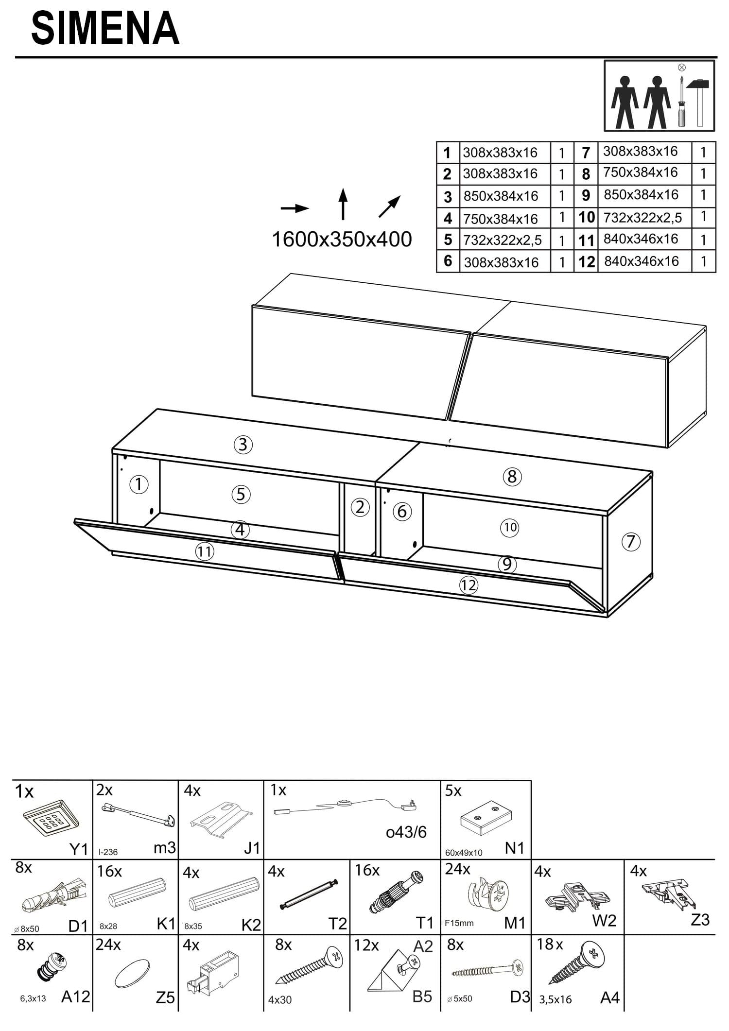 Comoda TV din MDF si pal, cu 2 usi si LED inclus, Simina Stejar Wotan, l160xA40xH35 cm (5)