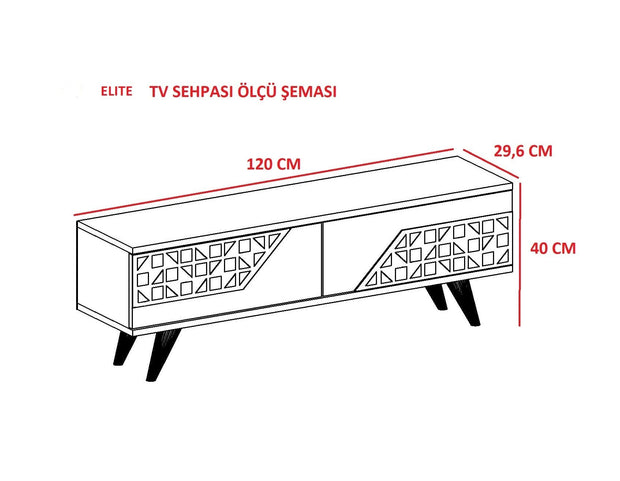 Comoda TV din pal cu 1 usa, Elit Nuc / Alb, l120xA29xH40 cm (2)