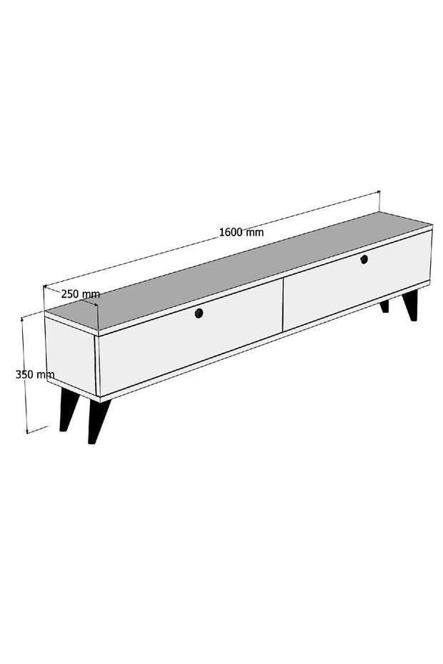 Comoda TV din pal, cu 2 usi, Paris Alb / Nuc, l160xA25xH35 cm (3)