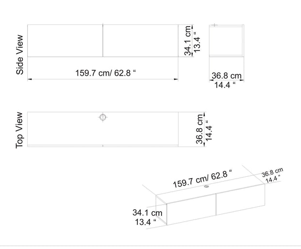 Comoda TV din pal, cu 2 usi, Poling Alb, l159,7xA34,1xH36,8 cm (3)