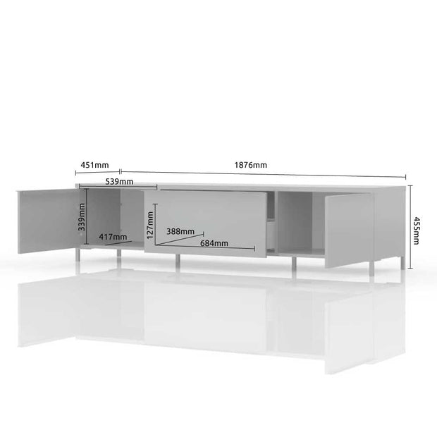 Comoda TV din pal, cu 2 usi si 1 sertar, Onyx Large Antracit / Nuc Pacific, l188xA45xH46 cm (3)