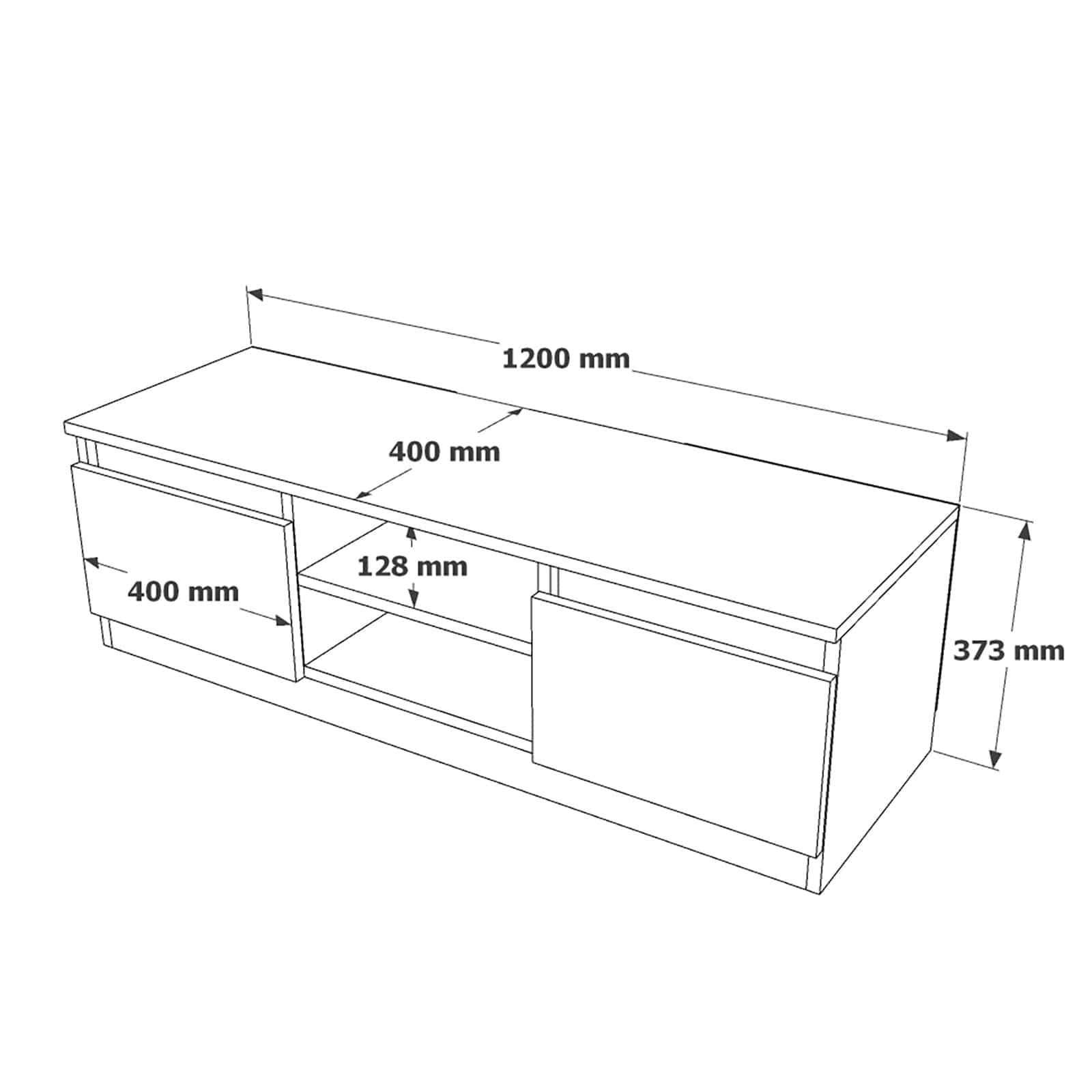 Comoda TV din pal, cu 2 usi Silva SV1-RT Stone Gri Deschis, l120xA40xH37,3 cm (3)