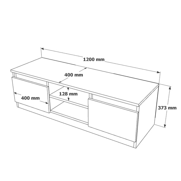 Comoda TV din pal, cu 2 usi Silva SV1-RT Stone Gri Deschis, l120xA40xH37,3 cm (3)