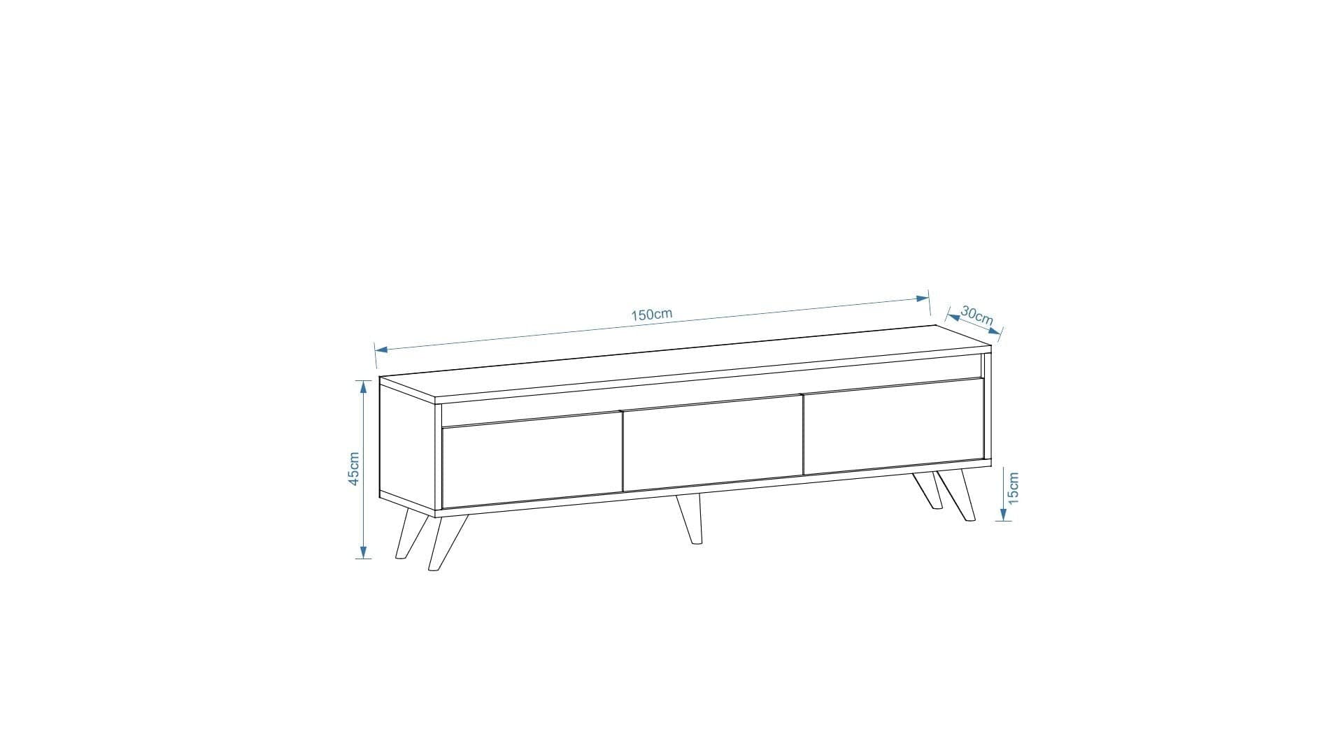 Comoda TV din pal, cu 3 usi, Century Nuc, l90xA40xH39 cm (3)