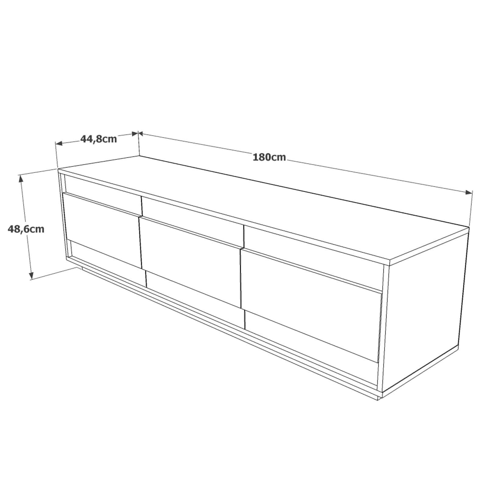 Comoda TV din pal, cu 3 usi, Future FR4-AW Large Alb / Natural, l180xA44,8xH48,6 cm (5)