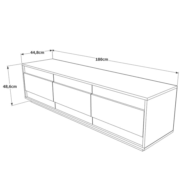 Comoda TV din pal, cu 3 usi, Future FR4-AW Large Alb / Natural, l180xA44,8xH48,6 cm (5)