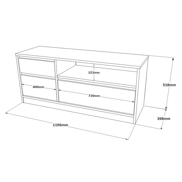 Comoda TV din pal, cu 3 usi, Luvio LV7-KL Stejar / Negru, l119,6xA39,8xH51,8 cm (6)