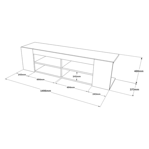 Comoda TV din pal, Luvio LV13-KR Gri Deschis / Stejar, l149,6xA37,3xH40 cm (6)