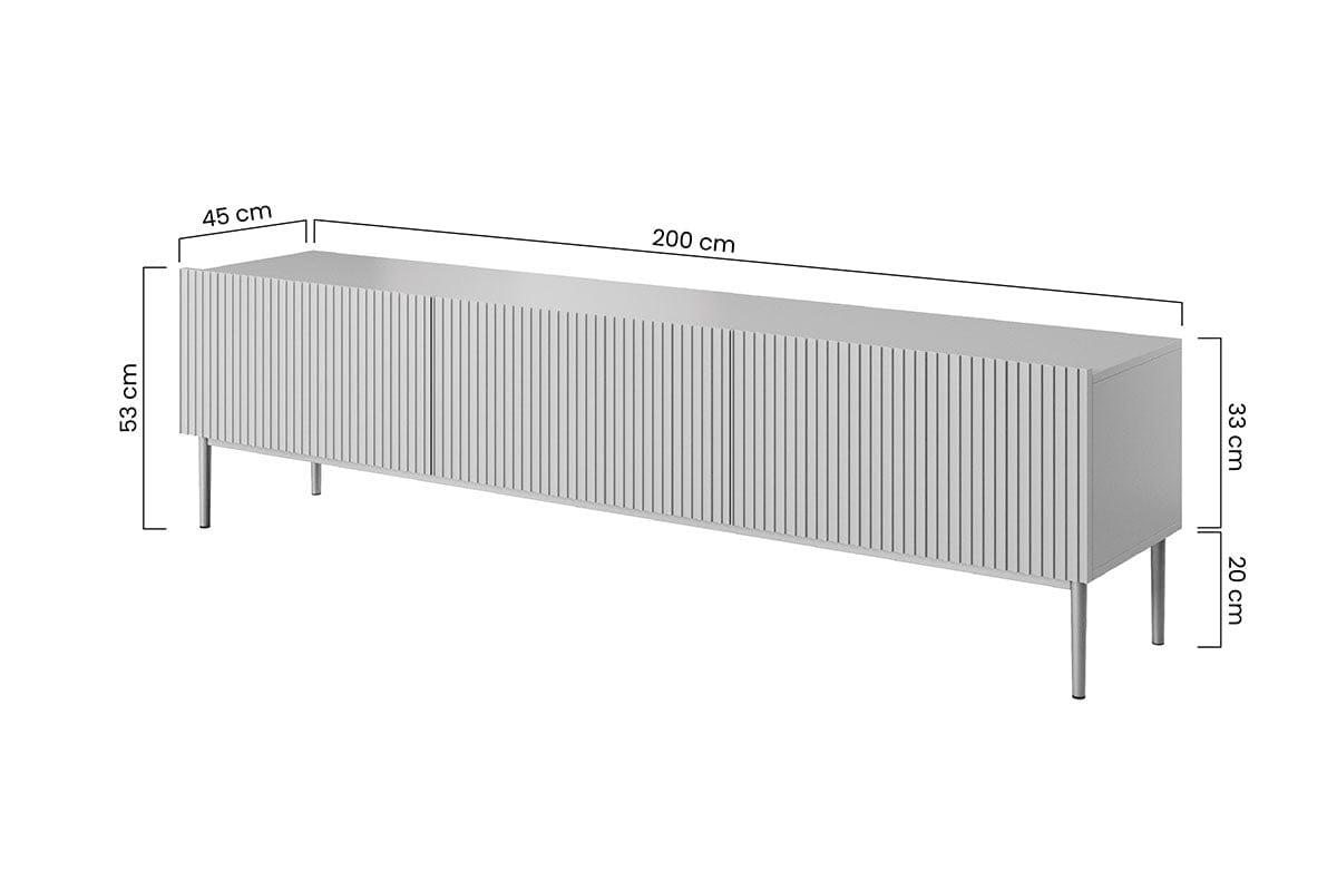 Comoda TV din pal, MDF si metal, cu 1 sertar si 2 usi, Nicole Large RTV 200-2K1SZ Auriu, l200xA45xH53 cm (10)