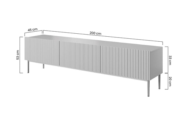 Comoda TV din pal, MDF si metal, cu 1 sertar si 2 usi, Nicole Large RTV 200-2K1SZ Auriu, l200xA45xH53 cm (10)