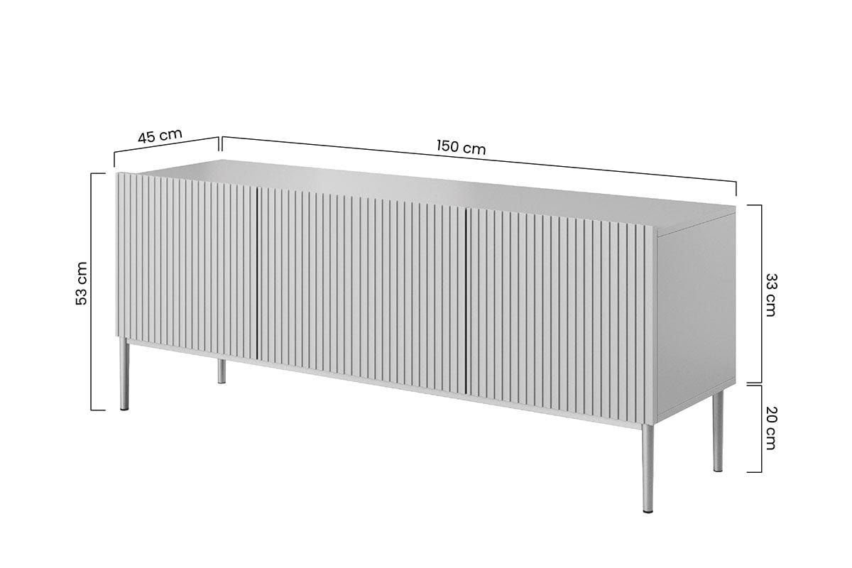 Comoda TV din pal, MDF si metal, cu 1 sertar si 2 usi, Nicole RTV 150-2K1SZ Auriu, l150xA45xH53 cm (10)