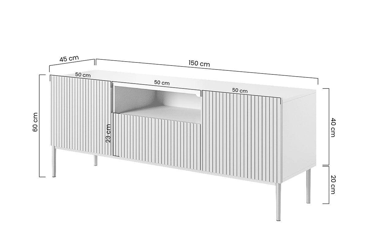 Comoda TV din pal, MDF si metal, cu 1 sertar si 2 usi, Nicole Tall RTV 150-2D1SZ Auriu, l150xA45xH60 cm (6)