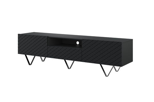 Bogart Comoda TV din pal, MDF si metal, cu 1 sertar si 2 usi, Scalia 190-2K1SZ Negru, l190xA42xH51 cm