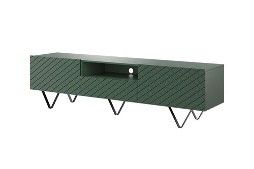 Bogart Comoda TV din pal, MDF si metal, cu 1 sertar si 2 usi, Scalia 190-2K1SZ Verde / Negru, l190xA42xH51 cm