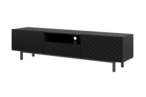 Bogart Comoda TV din pal, MDF si metal, cu 1 sertar si 2 usi, Scalia II 190-2K1SZ Negru, l190xA42xH49 cm