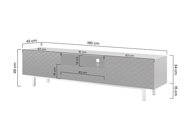 Bogart Comoda TV din pal, MDF si metal, cu 1 sertar si 2 usi, Scalia II 190-2K1SZ Verde / Auriu, l190xA42xH49 cm