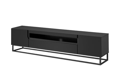 Bogart Comoda TV din pal, MDF si metal, cu 2 usi, Loftia 200-2D1K Negru, l200xA37xH52 cm