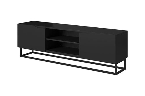 Bogart Comoda TV din pal, MDF si metal, cu 2 usi, Loftia Mini 160-2K Negru, l160xA37xH52 cm