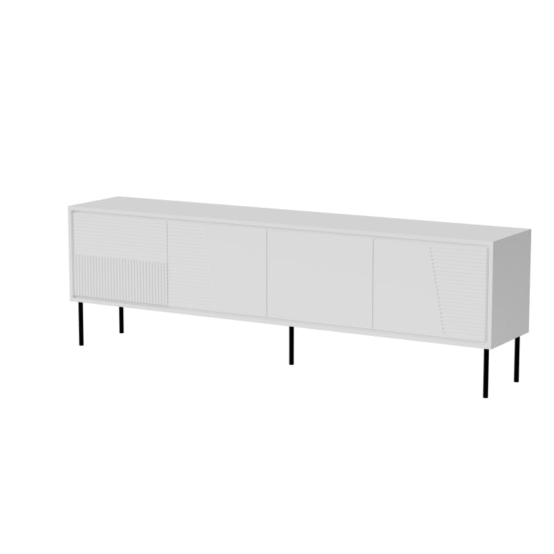 Comoda TV din pal, MDF si metal, cu 4 usi, Abi Alb / Negru, l200xA38xH62 cm (1)