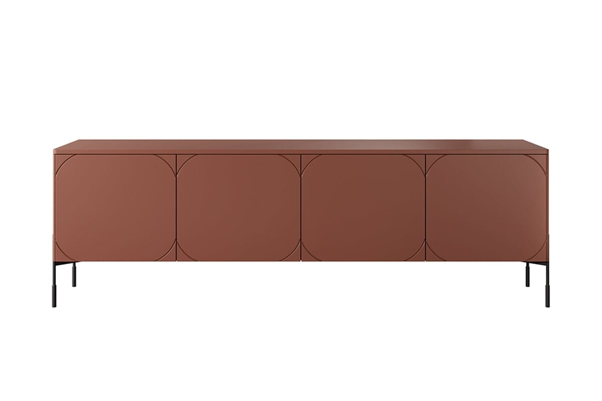 Comoda TV din pal, MDF si metal, cu 4 usi si 1 sertar, Sonatia RTV-200-4D1SZ Burgundy / Negru, l204xA45xH65 cm (2)