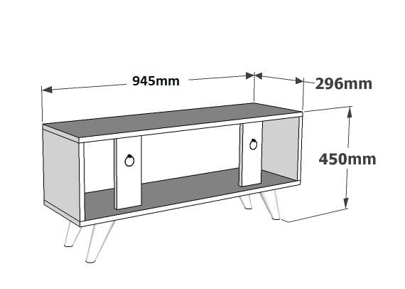 Comoda TV din pal, Pera Stejar / Alb, l94,5xA29xH45 cm (2)