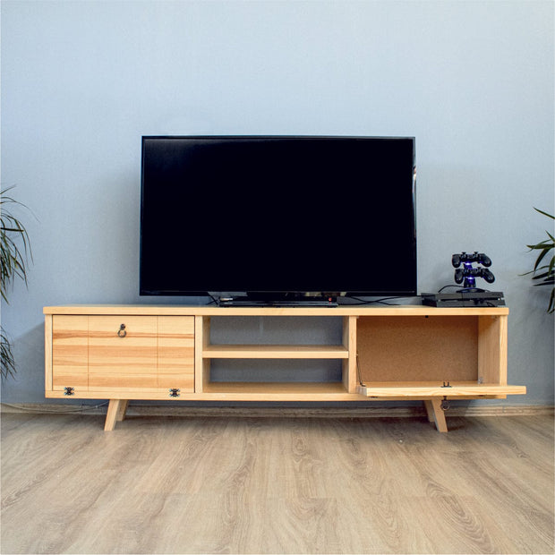 Comoda TV din pal si lemn, cu 2 usi, Helsinki Natural, l180xA30xH45 cm (1)