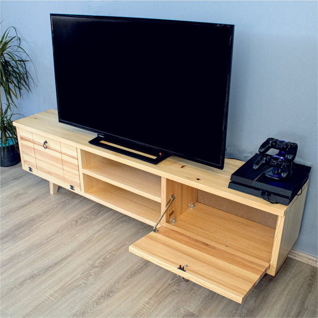 Comoda TV din pal si lemn, cu 2 usi, Helsinki Natural, l180xA30xH45 cm (2)