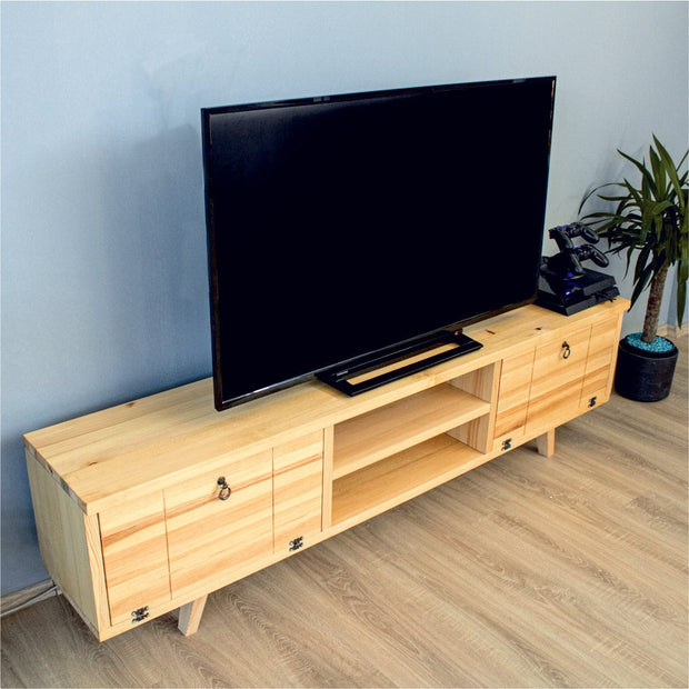 Comoda TV din pal si lemn, cu 2 usi, Helsinki Natural, l180xA30xH45 cm (3)