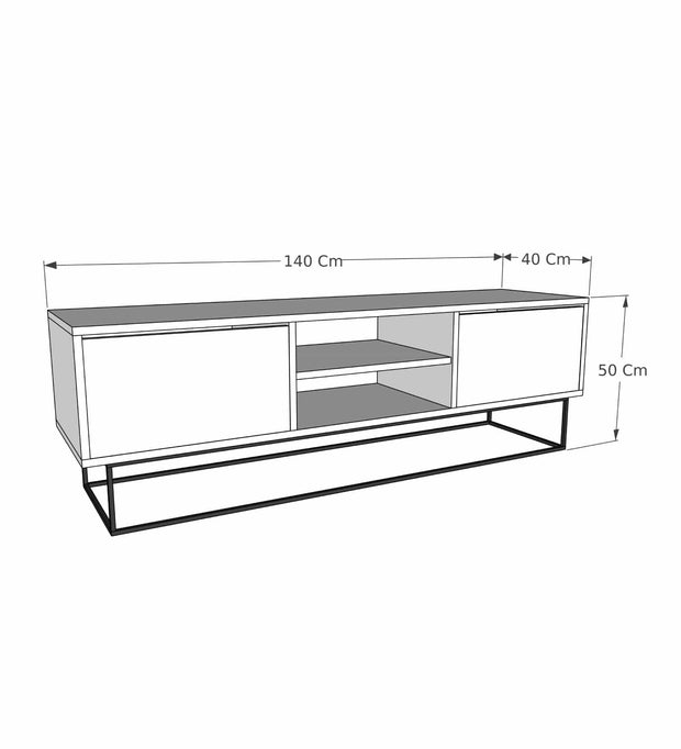 Comoda TV din pal si lemn, cu 3 usi, Soft Natural, l180xA30xH45 cm (2)