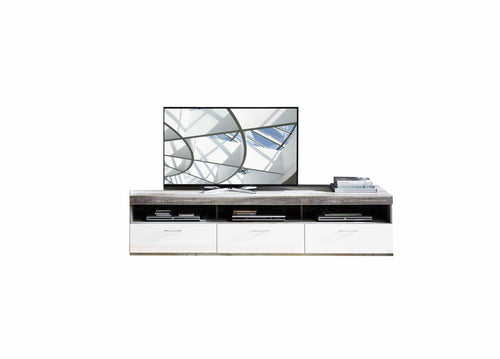 Innostyle Comoda TV din pal si MDF, cu 1 sertar si 2 usi Krone Large Alb / Natur, l210xA48xH50 cm