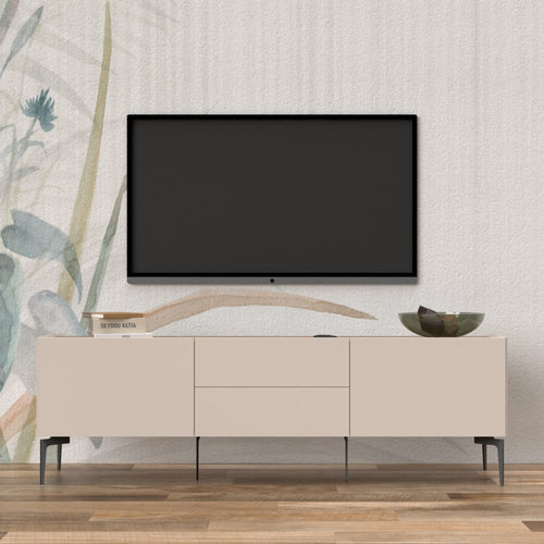 Comoda TV din pal si MDF, cu 2 sertare si 2 usi, Sky TV176N-2K2F/S45 Crem, l176xA47xH56 cm