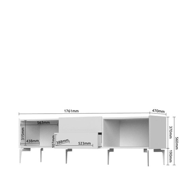 Comoda TV din pal si MDF, cu 2 sertare si 2 usi, Sky TV176N-2K2F/S45 Crem, l176xA47xH56 cm (4)