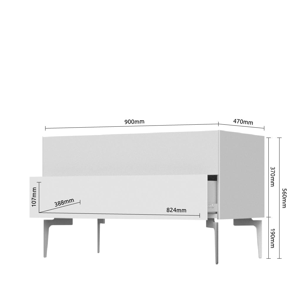 Comoda TV din pal si MDF, cu 2 sertare, Sky TV90N-2F/S45 Crem, l90xA47xH56 cm (5)