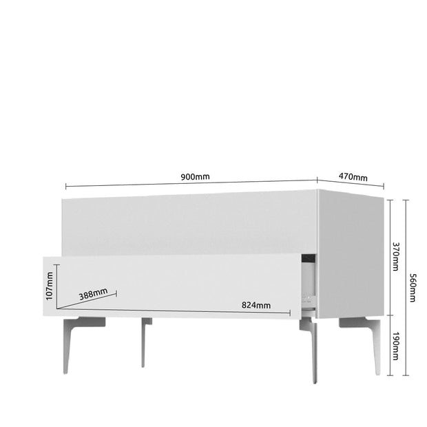 Comoda TV din pal si MDF, cu 2 sertare, Sky TV90N-2F/S45 Crem, l90xA47xH56 cm (5)