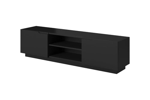 Bogart Comoda TV din pal si MDF, cu 2 usi, Loftia Mini 160-2K Negru, l160xA37xH41 cm