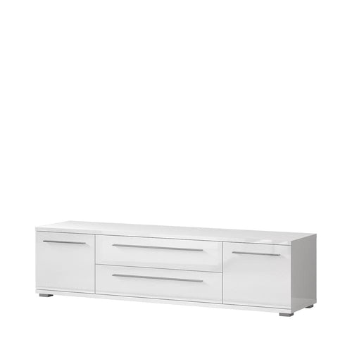 Comoda TV din pal si MDF, cu 2 usi si 2 sertare, Piano TV180-2K2FV/PN Large Alb, l180xA45xH46 cm