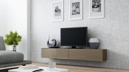 Comoda TV din pal si MDF, cu 2 usi, Vigo Cappuccino, l180xA40xH30 cm