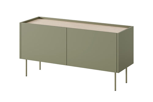 Bogart Comoda TV din pal si metal, cu 1 sertar si 2 usi, Desin 120-2D1SZ Verde Olive, l120xA40xH60 cm