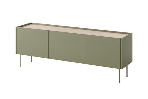 Bogart Comoda TV din pal si metal, cu 1 sertar si 3 usi, Desin 170-3D1SZ Verde Olive, l170xA40xH60 cm