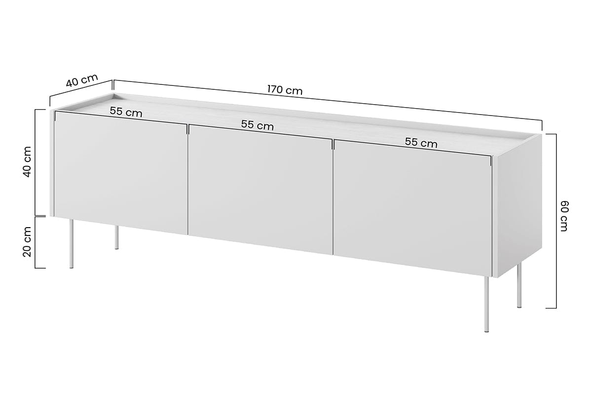 Bogart Comoda TV din pal si metal, cu 1 sertar si 3 usi, Desin 170-3D1SZ Verde Olive, l170xA40xH60 cm