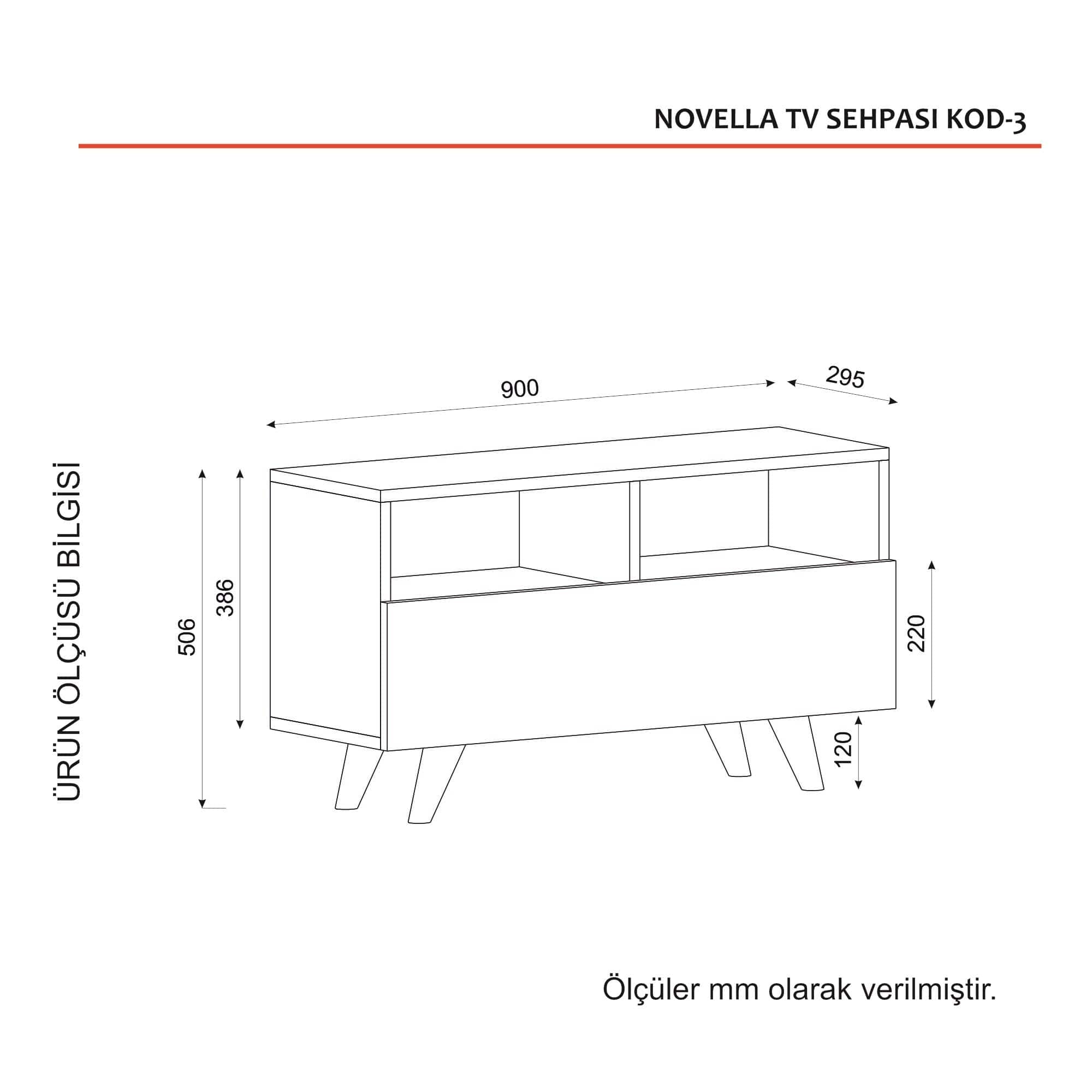 Comoda TV din pal si metal, cu 1 usa, Novella K3 Alb / Nuc, l90xA29,5xH50,6 cm (3)