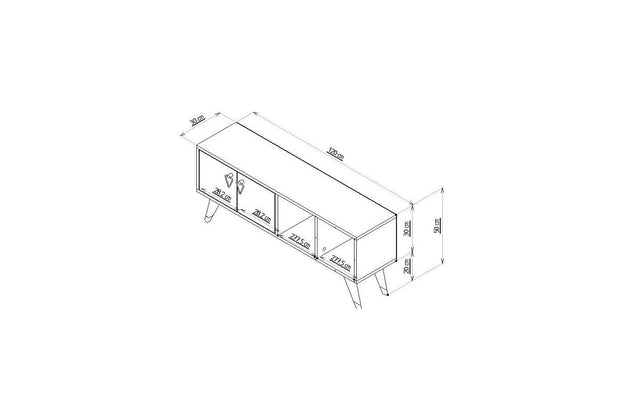 Comoda TV din pal si metal, cu 2 usi, Crava Alb, l90xA39xH40 cm (2)