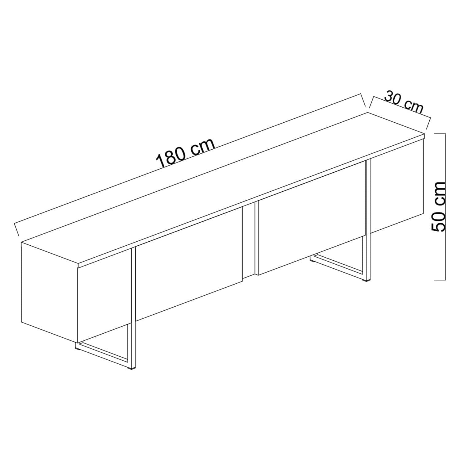 Comoda TV din pal si metal, cu 2 usi, Luxe Alb / Auriu, l180xA30xH50 cm (6)